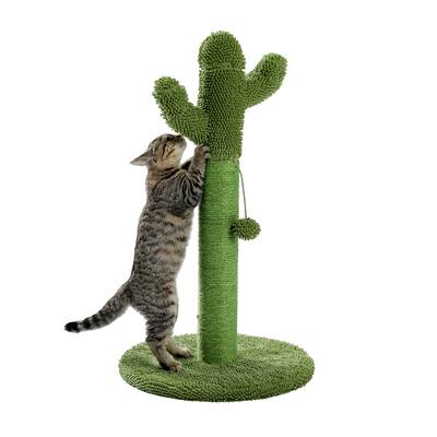 Cactus Cat Scratchboard with Interactive Ball Natural Sisal Rope Cat Scratchboard Cat Toy Climbing Frame