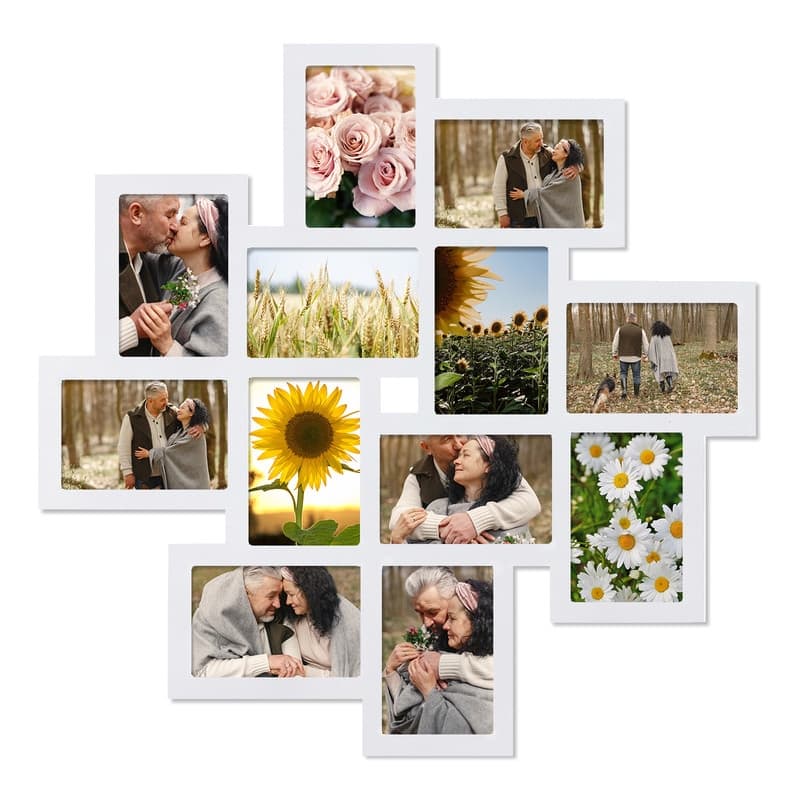 Adeco White Wall Collage Frame with Twelve 4x6-inch Openings