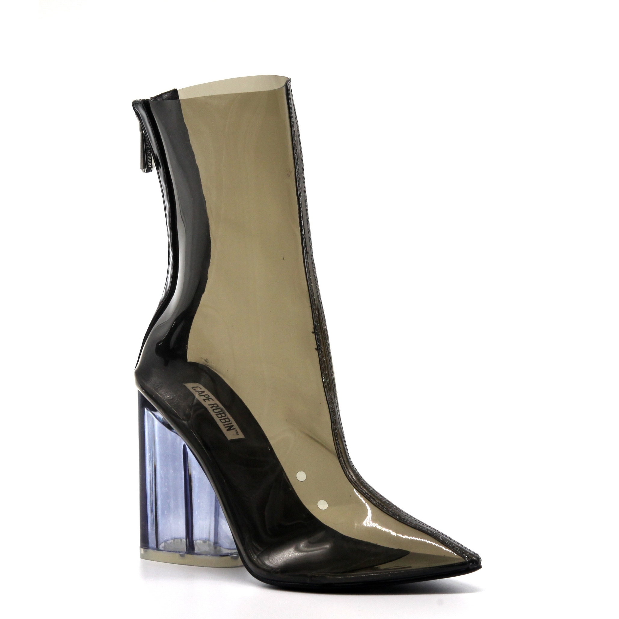 clear pointed toe booties