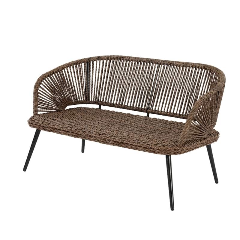 4-Person Outdoor Wicker Patio Conversation Seating Set with Coffee Table, Weather-Resistant Cushions