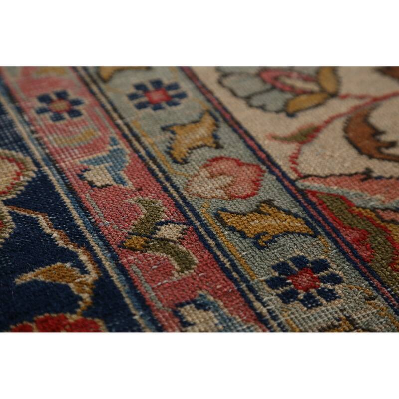 Hand Knotted Oriental 100% Wool Carpet Traditional Medallion Beige & Ivories Tabriz Area Rug - 12' 11'' X 10' 0''