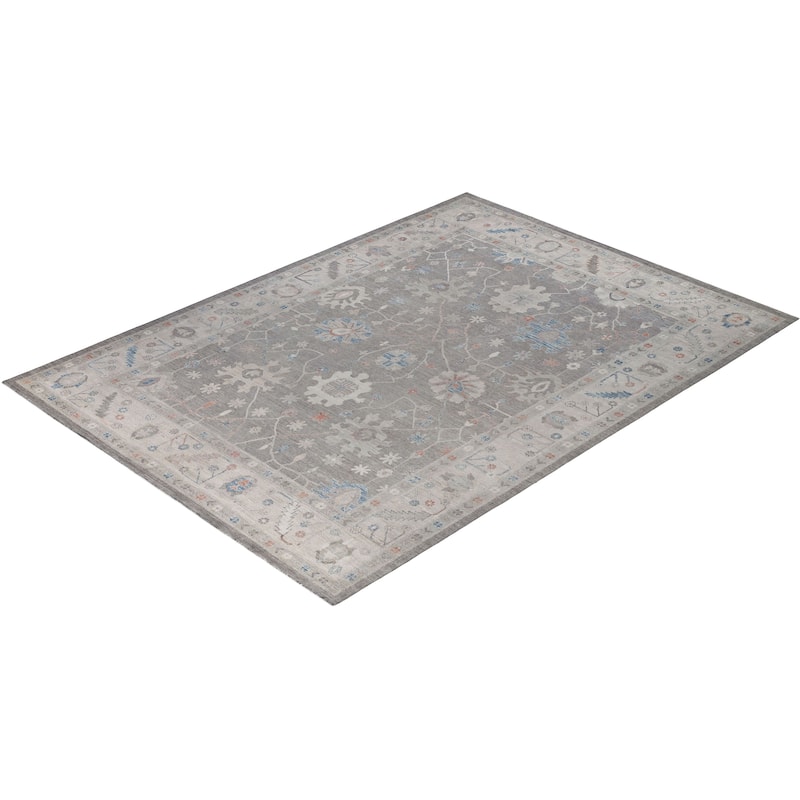 Oushak One-of-a-Kind Hand-Knotted Area Rug - Gray - 9' 9" x 13' 5"