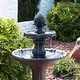 preview thumbnail 8 of 9, 2-Tier Pineapple Solar Outdoor Water Fountain w/ Battery - 46" - Black - 46-Inch