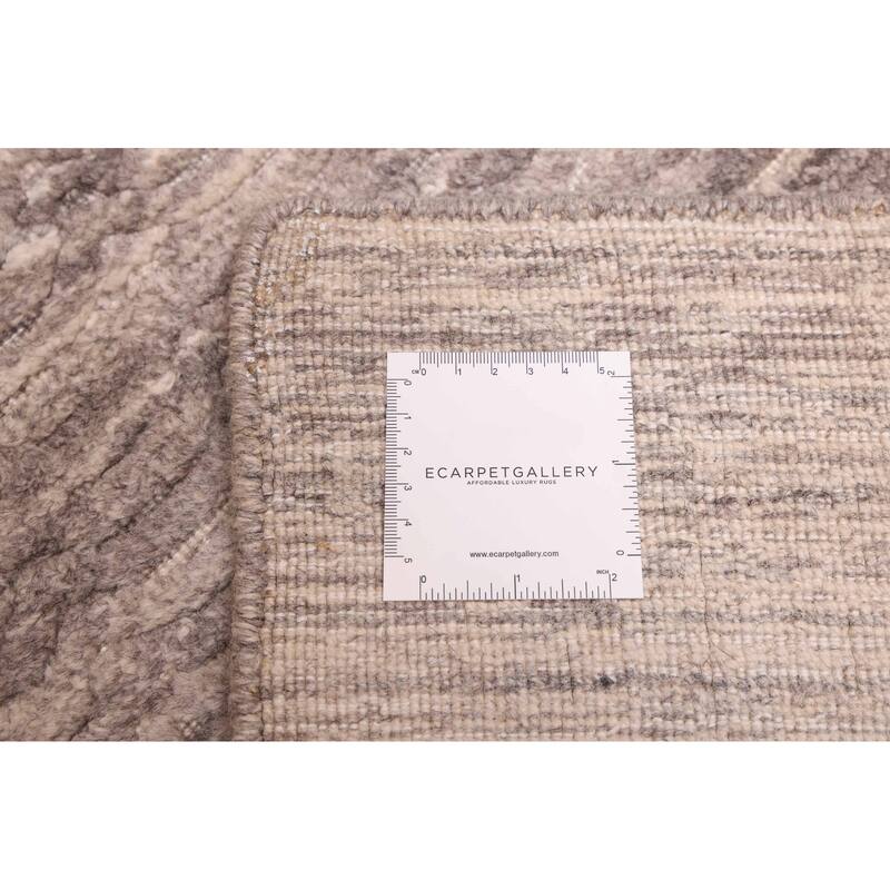 ECARPETGALLERY Hand Loomed Elysian Dark Grey Wool Rug - 7'10 x 8'0