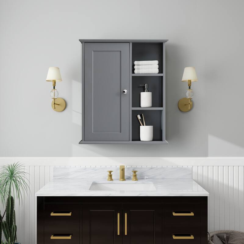 23.6" Grey Bathroom Wall Cabinet