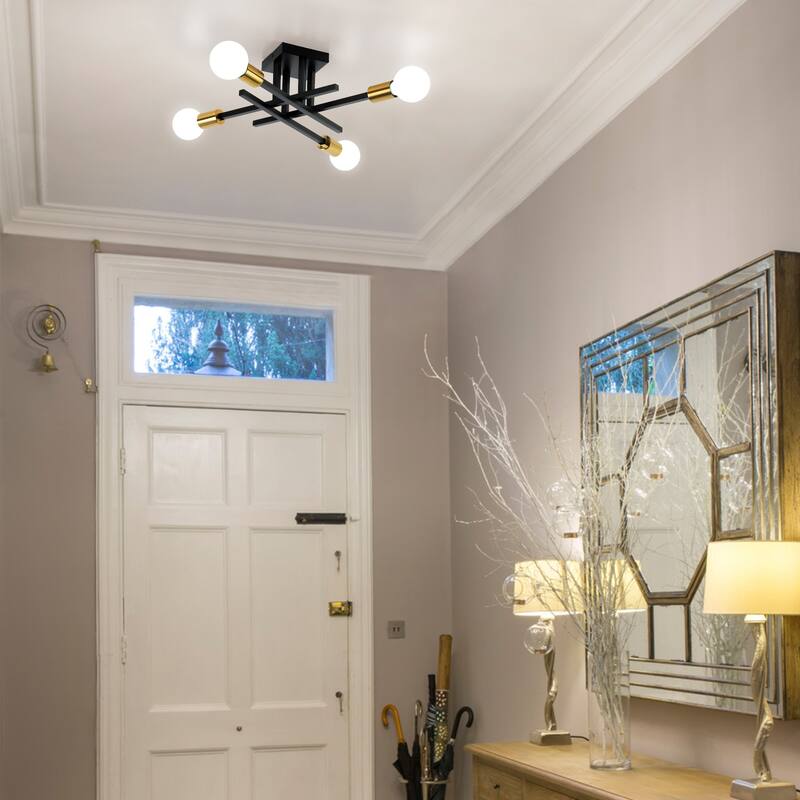 4-Light Modern Semi-Flush Mount Light for Kitchen Bedroom Living Room
