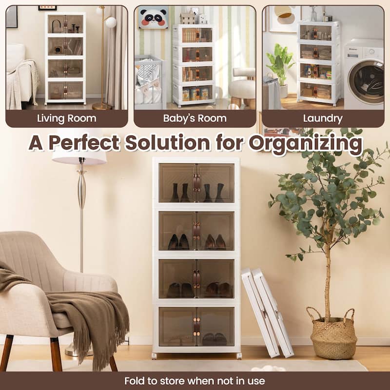 66.5 Gallons Stackable Storage Bins w/ Lockable Wheels Home Organizer