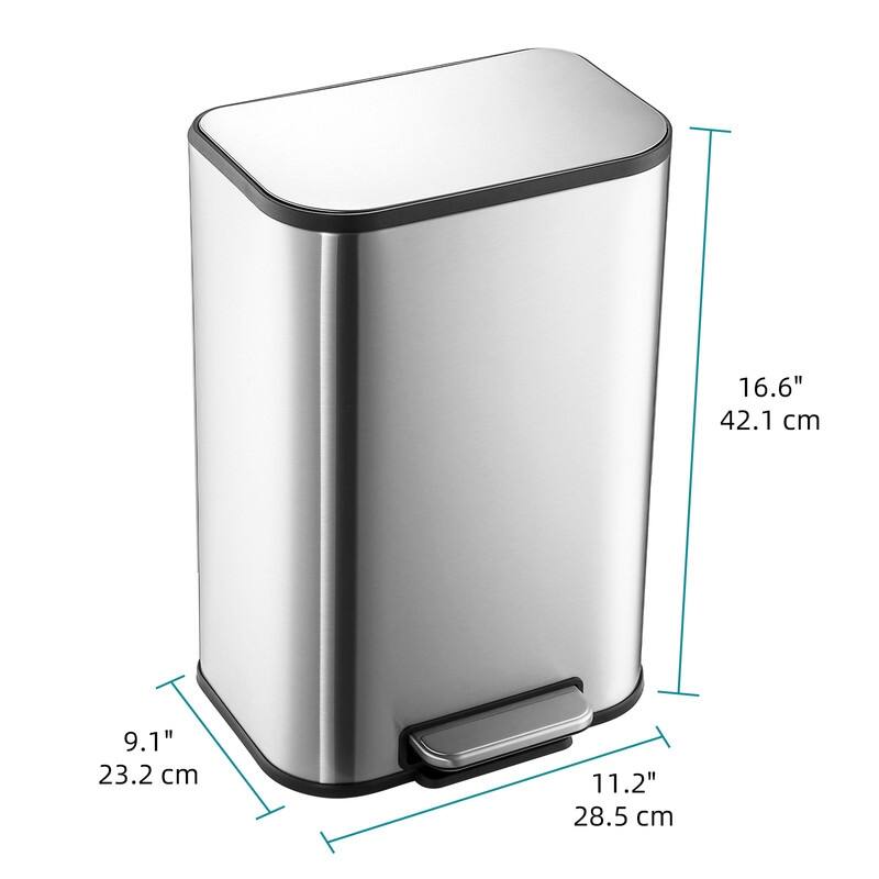 3.2 Gallon Bathroom Trash Can with Lid, 12L Stainless Steel Small Step Waste Bin