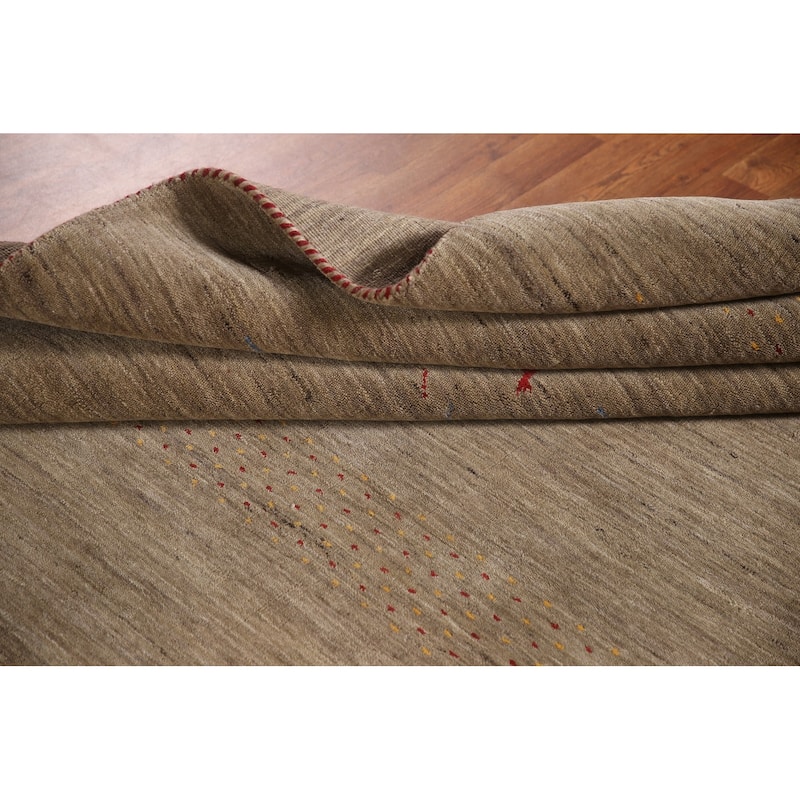 Brown Gabbeh Indian Area Rug Handmade Oriental Wool Carpet - 7'11"x 9'10"