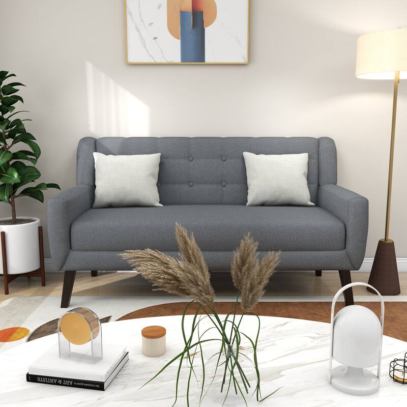 3-Piece Tufted Linen Armchair and Loveseat Set