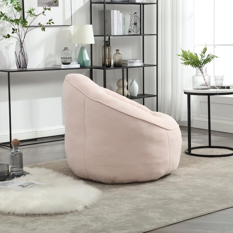 Pink Modern 40" Microfiber Upholstered Accent Chair with Ottoman and Padded Foam Padding Compressed for Living Room