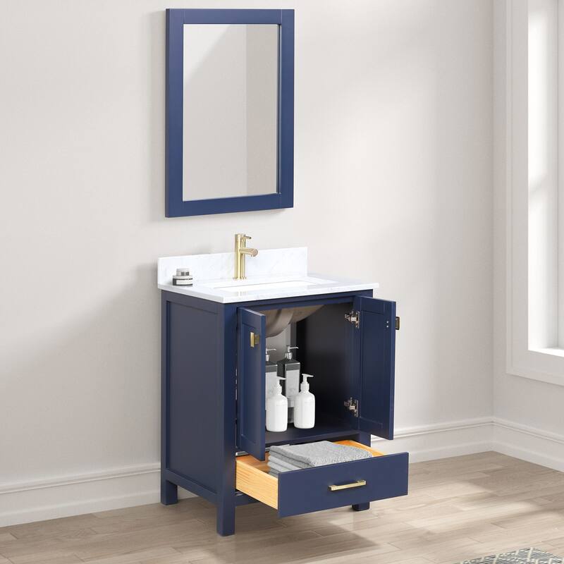 Blossom Geneva 24" Solid Wood Vanity w/ Marble Top, Sink & Mirror