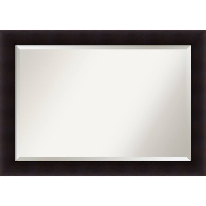 Beveled Wood Bathroom Wall Mirror - Portico Espresso Frame - Outer Size: 42 x 30 in