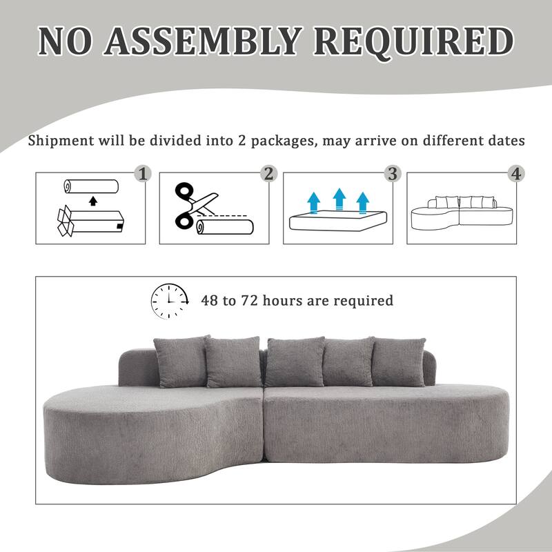 112.2" L-Shaped Boneless Sectional Sofa with Chaise, Chenille Upholstery, Memory Foam, No Assembly