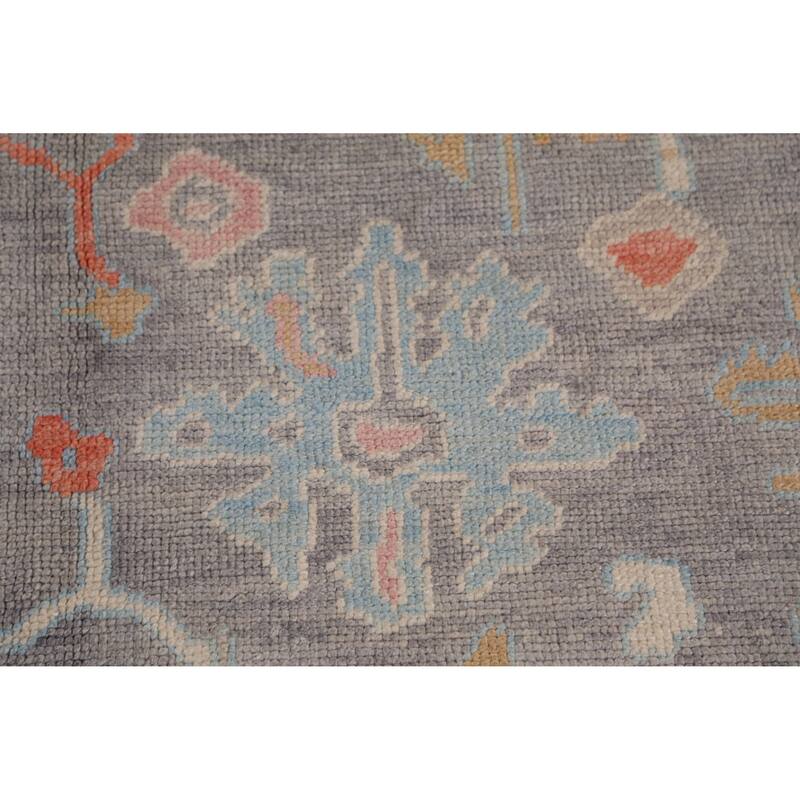 Hand Knotted Oriental 100% Wool Carpet Transitional All-Over Greys & Charcoal Oushak Area Rug - 9' 11'' X 8' 0''