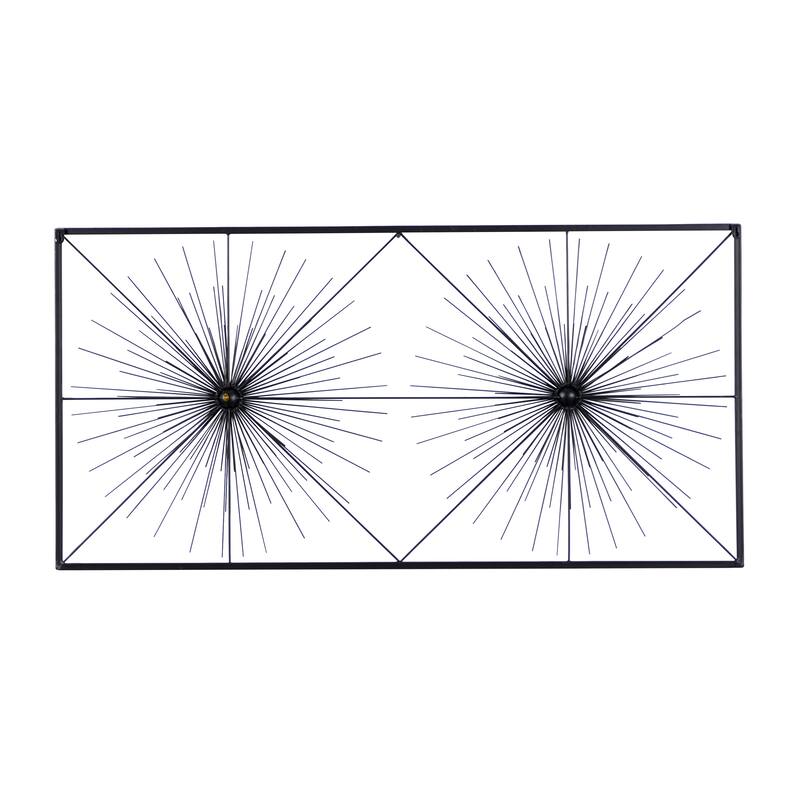 Black Metal Sea Urchin Starburst Wall Decor with Black Frame