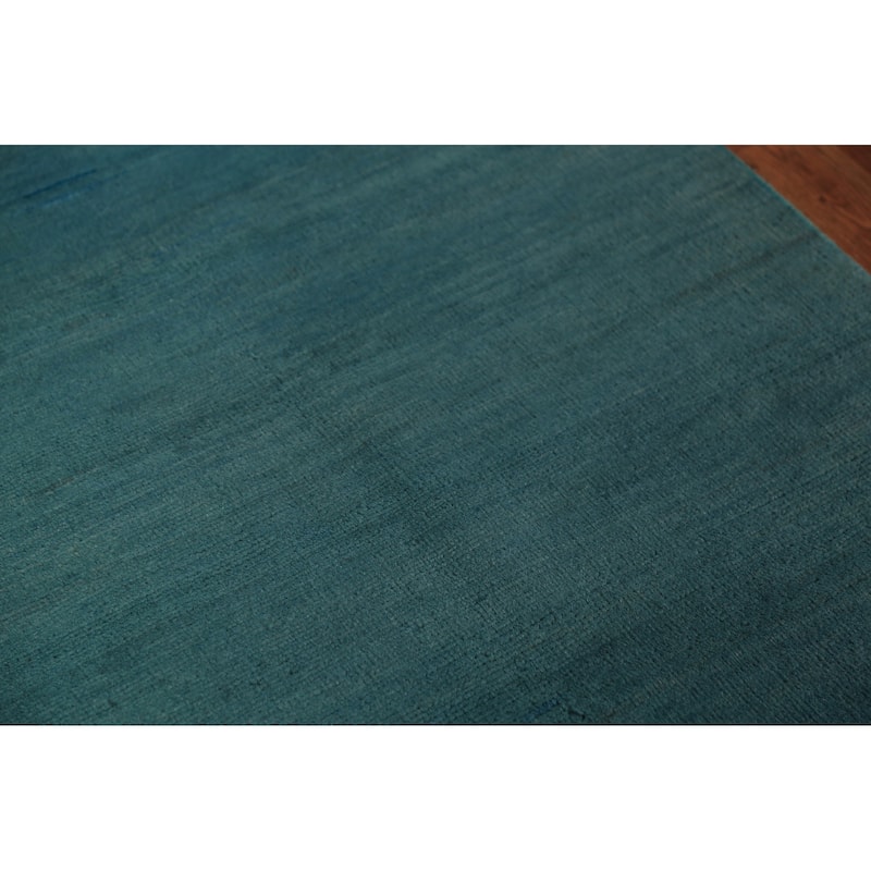 Modern Gabbeh Oriental Foyer Rug Hand-Knotted Blue Wool Carpet - 3'3" x 6'5"