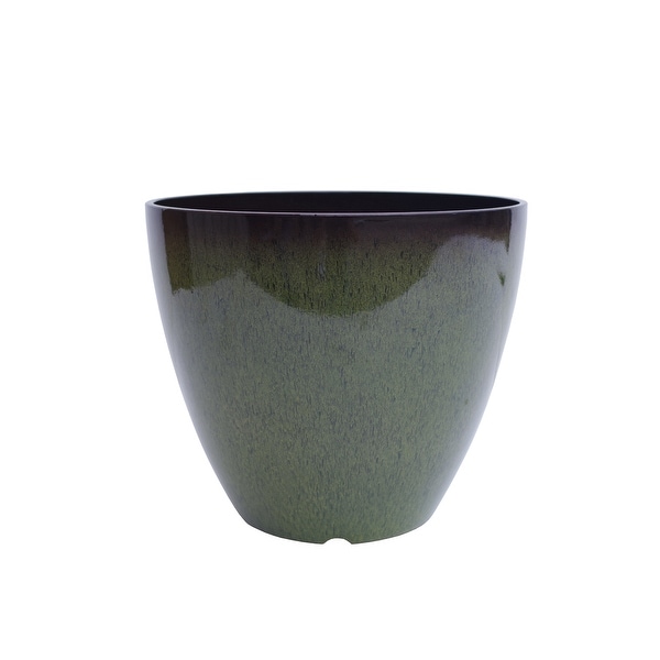 The Your Choice Patio and Indoor Garden 12" Ceramic Resin Planter Pot for growing plants and herbs. 12" Planter Pot, Green