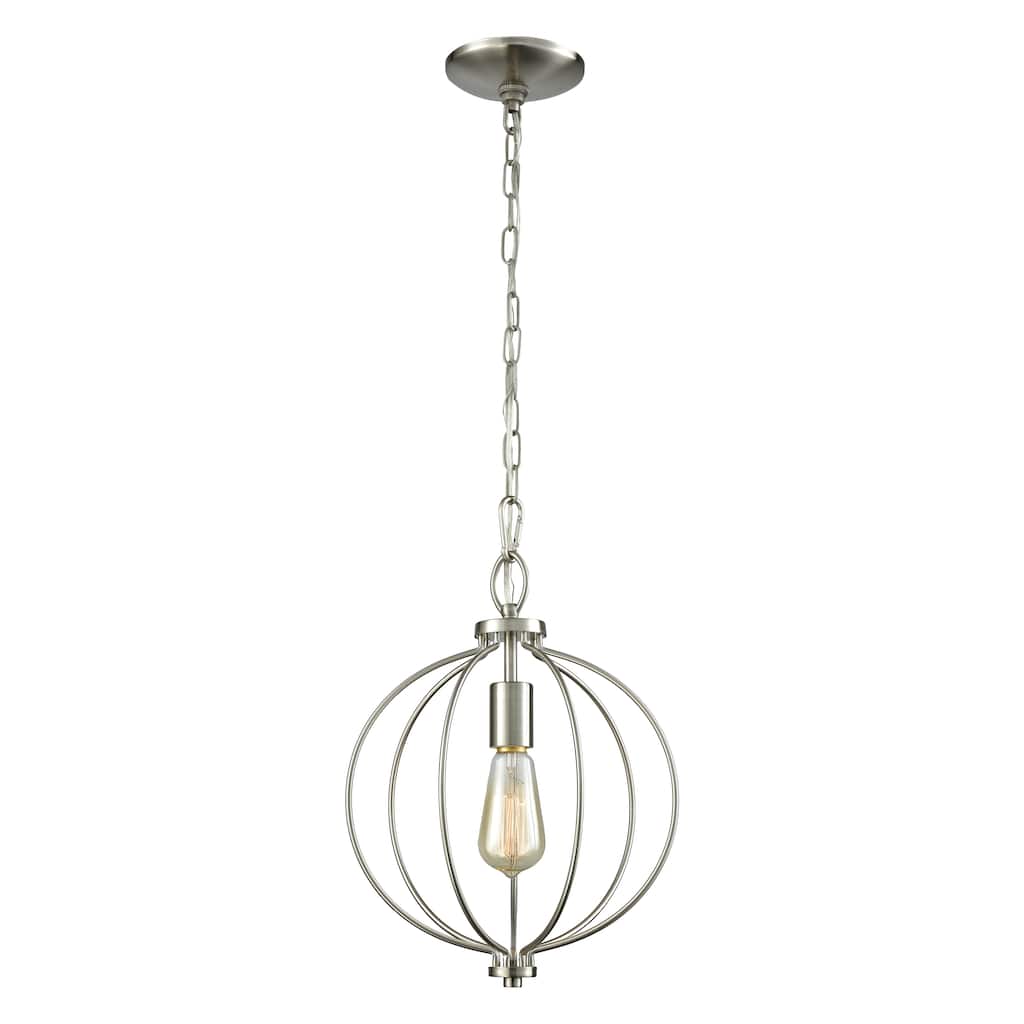 Williamsport 11-inch Wide 1-Light Mini Pendant in Brushed Nickel - 11in W x 11in D x 15in H