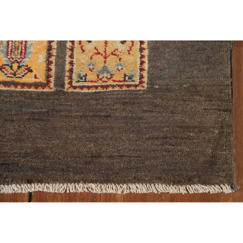 Brown Kazak Accent Rug Handmade Wool Carpet - 2'7" x 4'0"