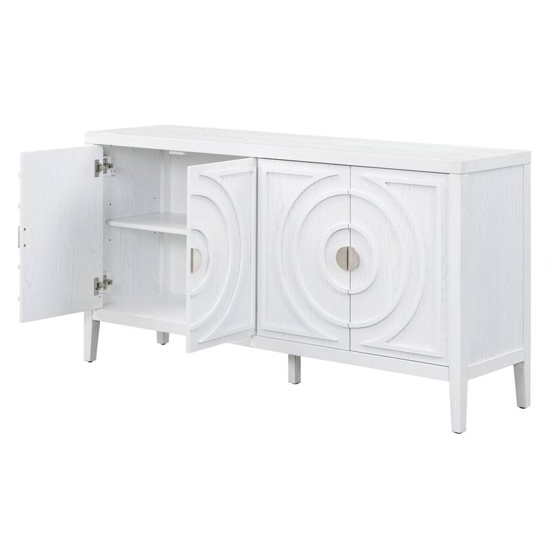 Retro Sideboard door with Circular Groove Design Round Metal Door Handle for Entrance, Dinning Room, Living Room