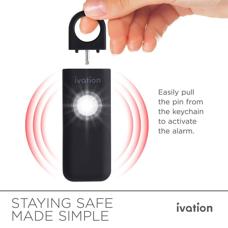 Ivation Personal SOS Keychain Alarm, 125 dB Rechargeable Personal Alarm W/LED Strobe Light