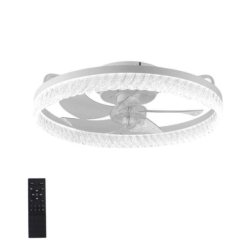 19" Bedroom Fan Light with Remote Control and Reversible DC Motor w/ LED Light