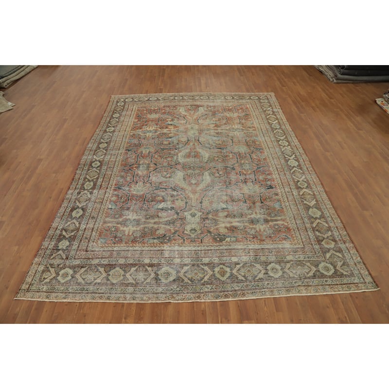 Hand Knotted Oriental 100% Wool Carpet Traditional All-Over Oranges & Rust Sultanabad Area Rug - 11' 9'' X 8' 10''