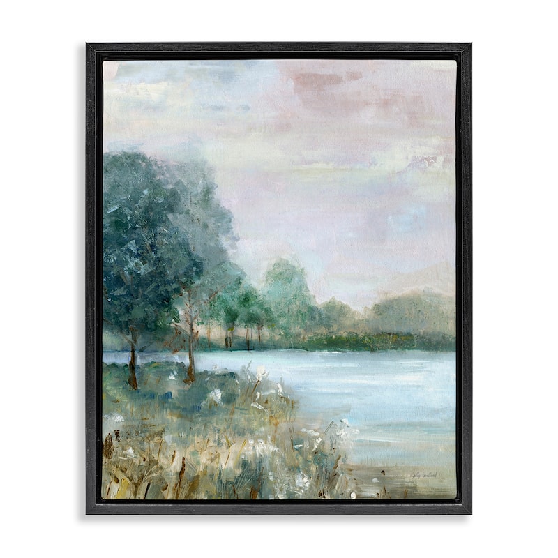 Stupell Serene Riverside View Framed Floater Canvas Wall Art Design By Sally Swatland - 25 x 31 - Black