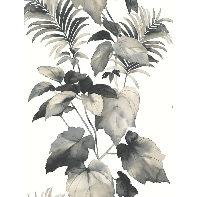 Harry & Grace Leaf Stripe Peel and Stick Wallpaper - 20.5 in. W x 18 ft. L - Inkwell