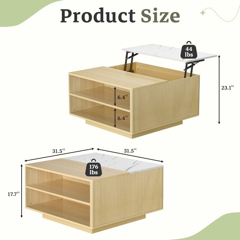 Meyreso Lift Top Coffee Table with Storage,Multi-Functional Center Table for Living Room