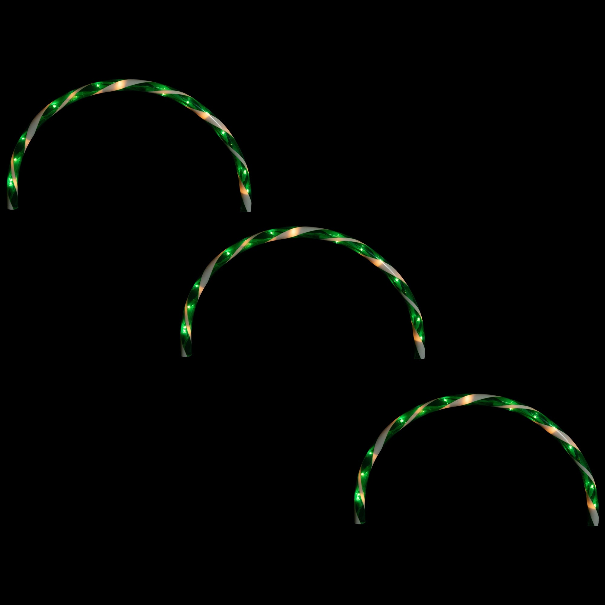 Candy Cane Outdoor Christmas Arch Pathway Markers - Green - Set of 3 - 11"