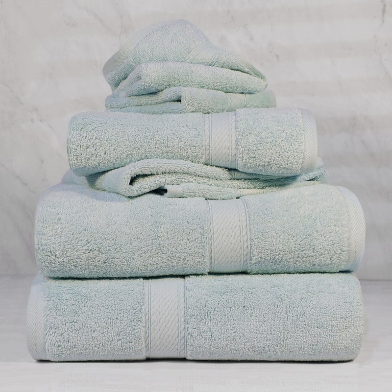 Superior Egyptian Cotton Pile Heavyweight 6-Piece Towel Set - 6-Piece Set - Seafoam