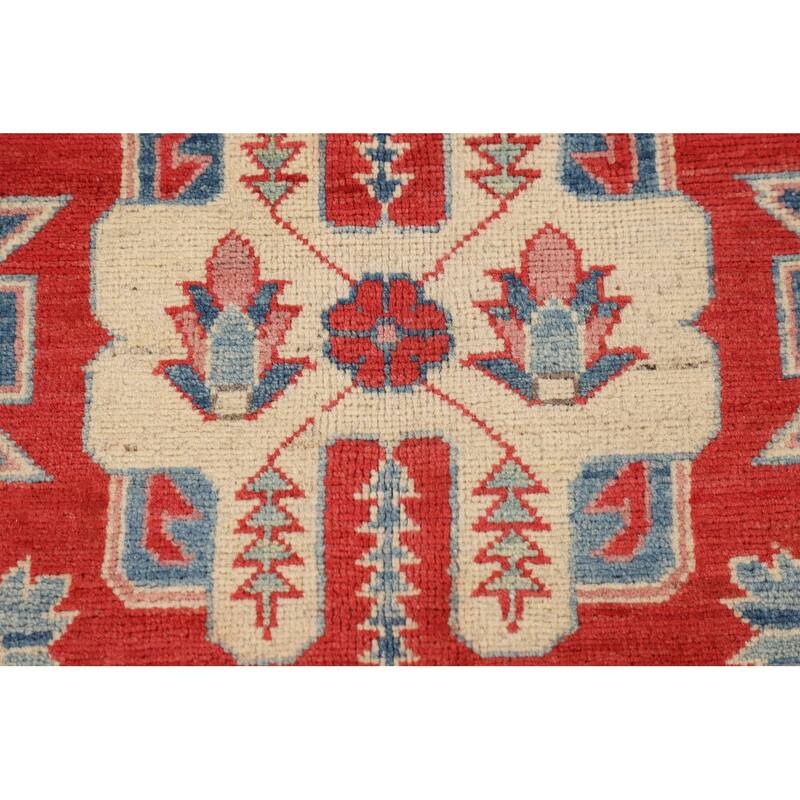 Red Kazak Oriental Area Rug Hand-Knotted Wool Carpet - 6'6" x 9'9"