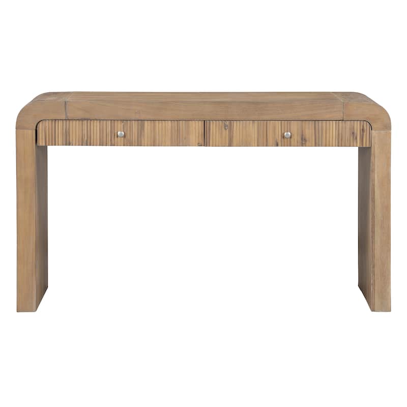 Rustic Console Table with Curved Corners & Fluted Drawers by Harper&Bright Designs