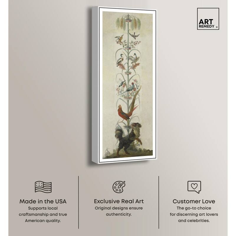 Birds and Flowers II Panoramic Canvas by Art Remedy