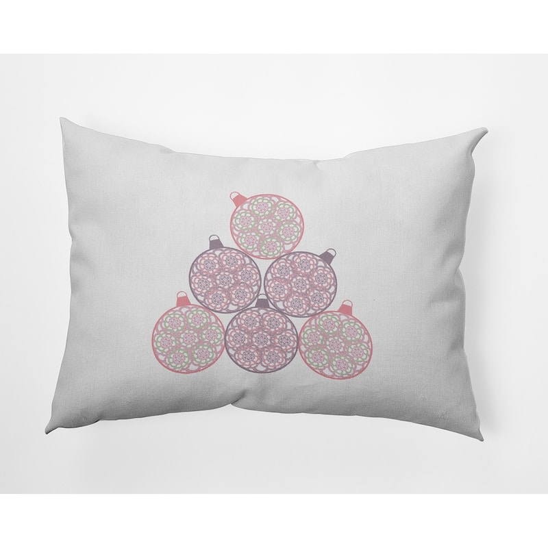 Fancy Ornament Stack Christmas Accent Pillow - 14" x 20" - Pink Icing