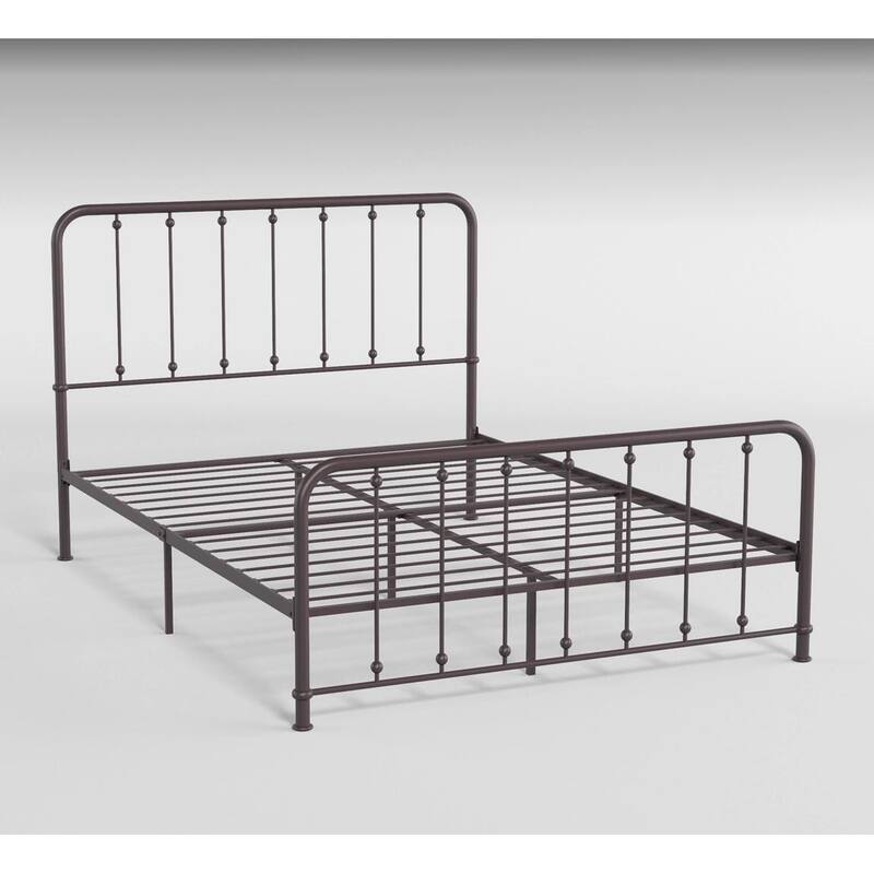 Classic Queen Platform Bed Dark Bronze Finish Metal Frame Bedroom Furniture 1pc