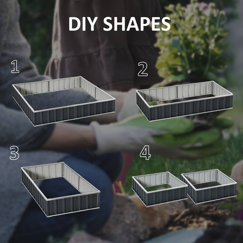 Modern Minimalist Garden Bed with Galvanized Metal Planter Box for Vegetables Flowers Herbs, Dark Gray - 8' x 10'