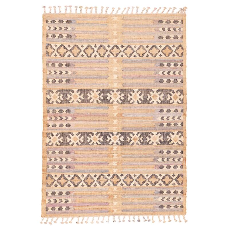 ECARPETGALLERY Flat-Weave Palas Denizli Tan Jute Kilim - 5'4 x 7'6
