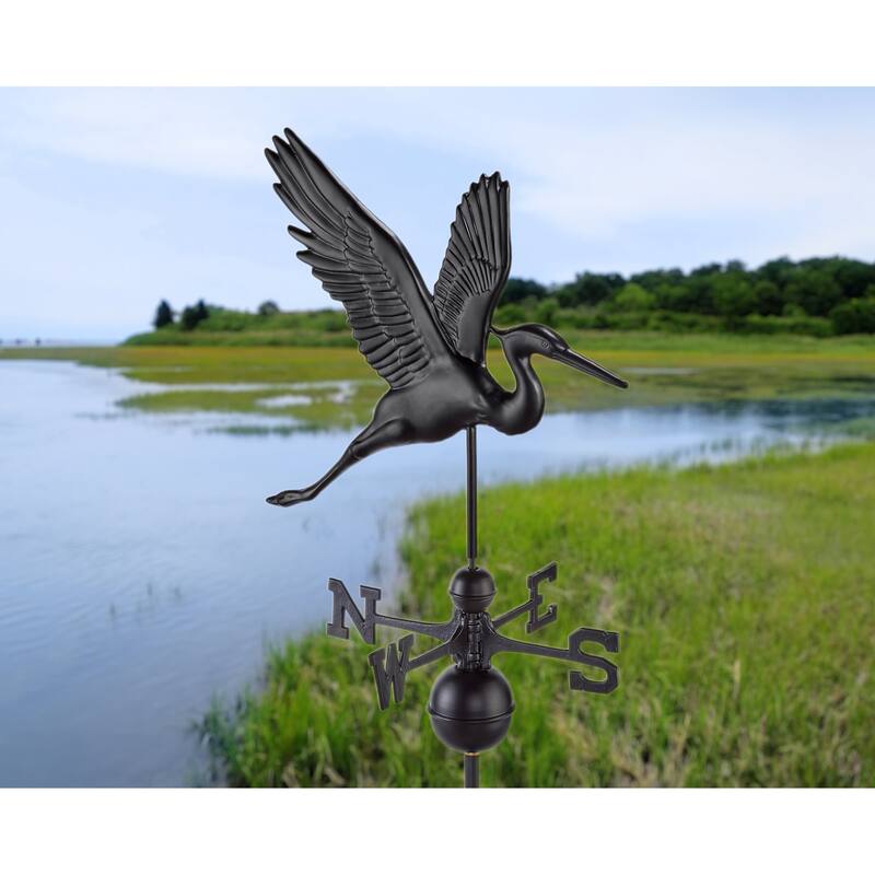 Modern Farmhouse-Inspired Graceful Heron Standard / Full Size Weathervane - Black Finish by Good Directions