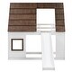 preview thumbnail 5 of 8, Twin Size Wood House Bunk Bed with Roof, Ladder and Slide, White+Brown