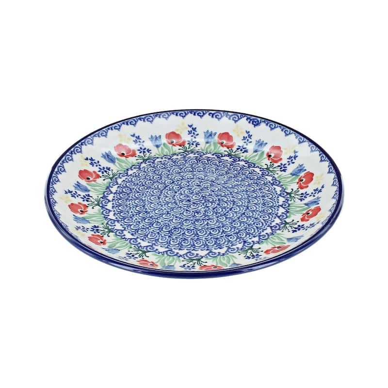 Blue Rose Polish Pottery Ceramika Artystyczna Dessert Plate - Memory Garden
