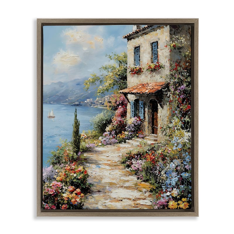 Stupell Seaside Cottage Architecture Framed Floater Canvas Wall Art Design By Franklyn Gregory - 25 x 31 - Brown