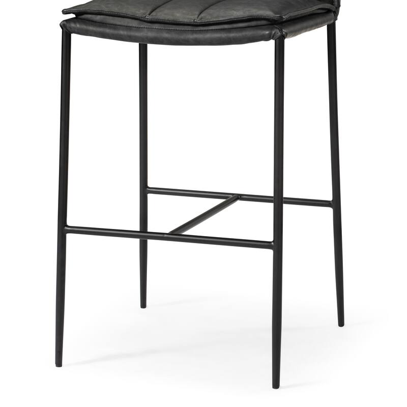Maven Lane Gerard Bar Metal & Vegan Leather Kitchen Dining Stool