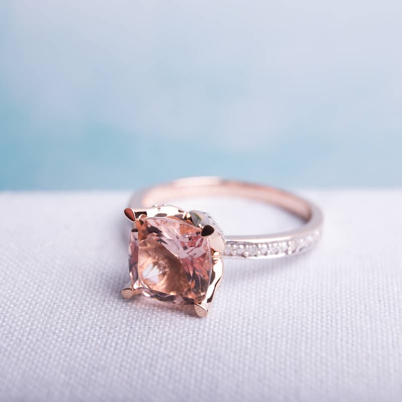 Miadora Signature Collection 10k Rose Gold Morganite and Diamond Accent Engagement Ring