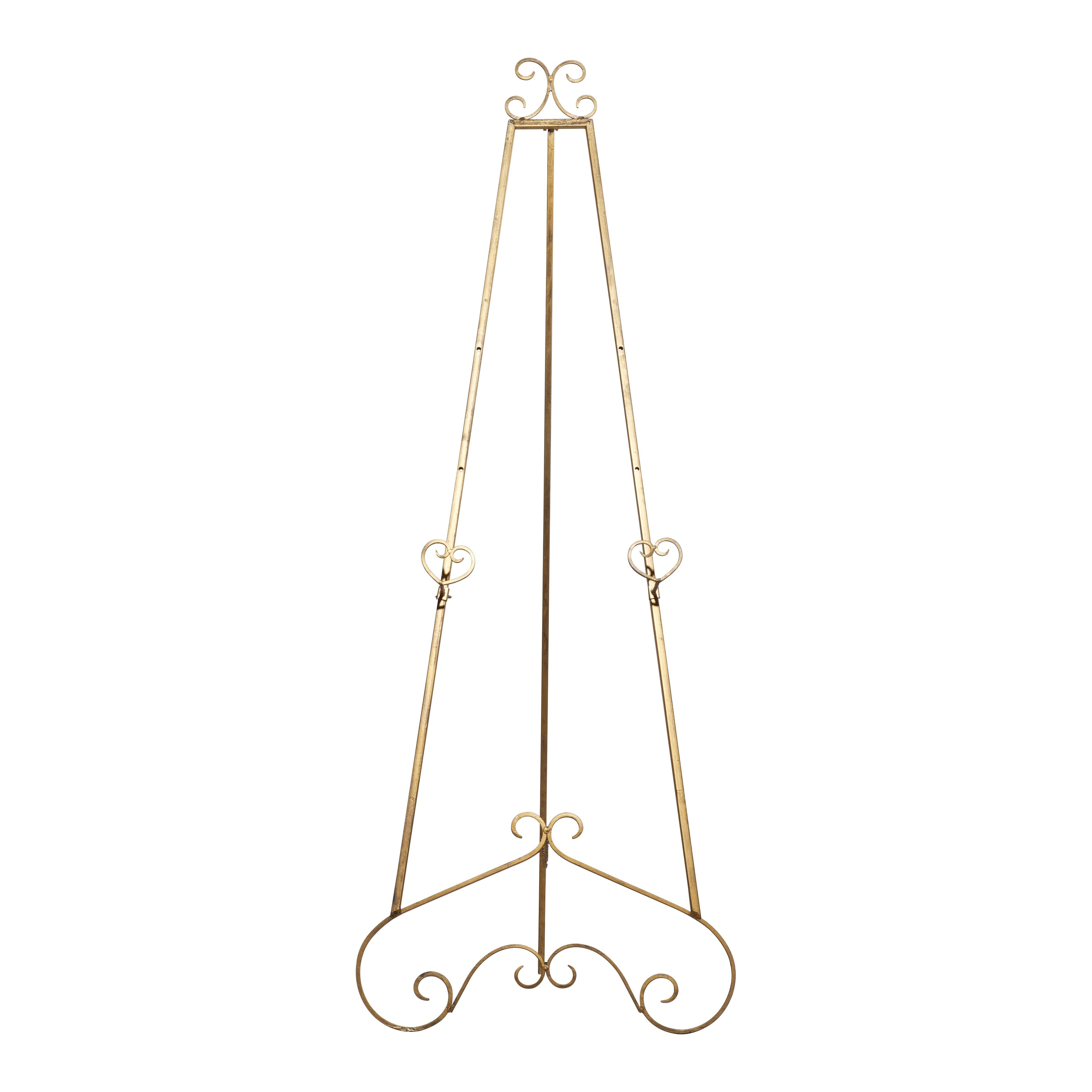 Metal Scroll Large Adjustable 3 Tier Easel with Chain Support - Gold or Gray - Roche River Decor