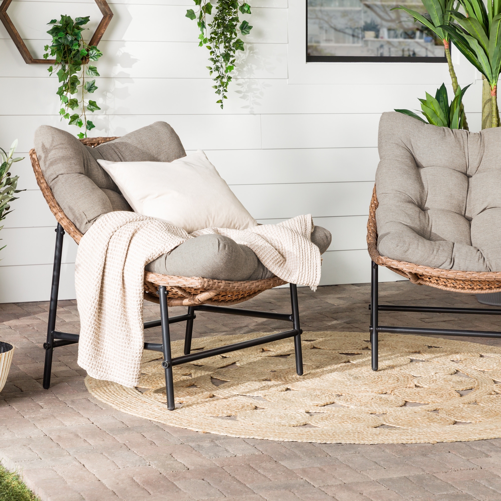 Middlebrook designs outdoor rattan papasan chairs with cushions clearance