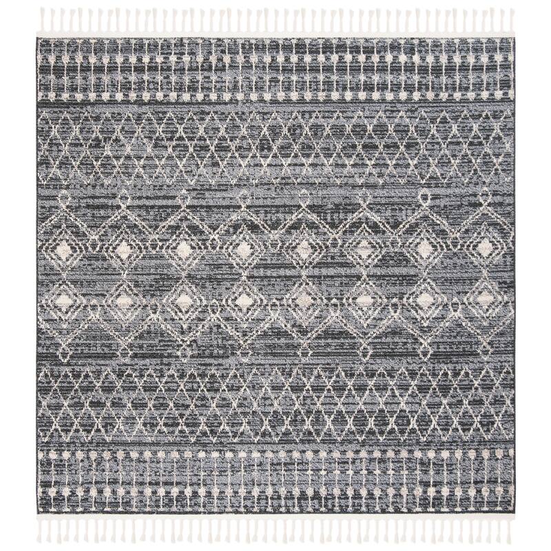 SAFAVIEH Marrakech Carole Moroccan Fringe Rug - 6'7" Square - Navy/Ivory