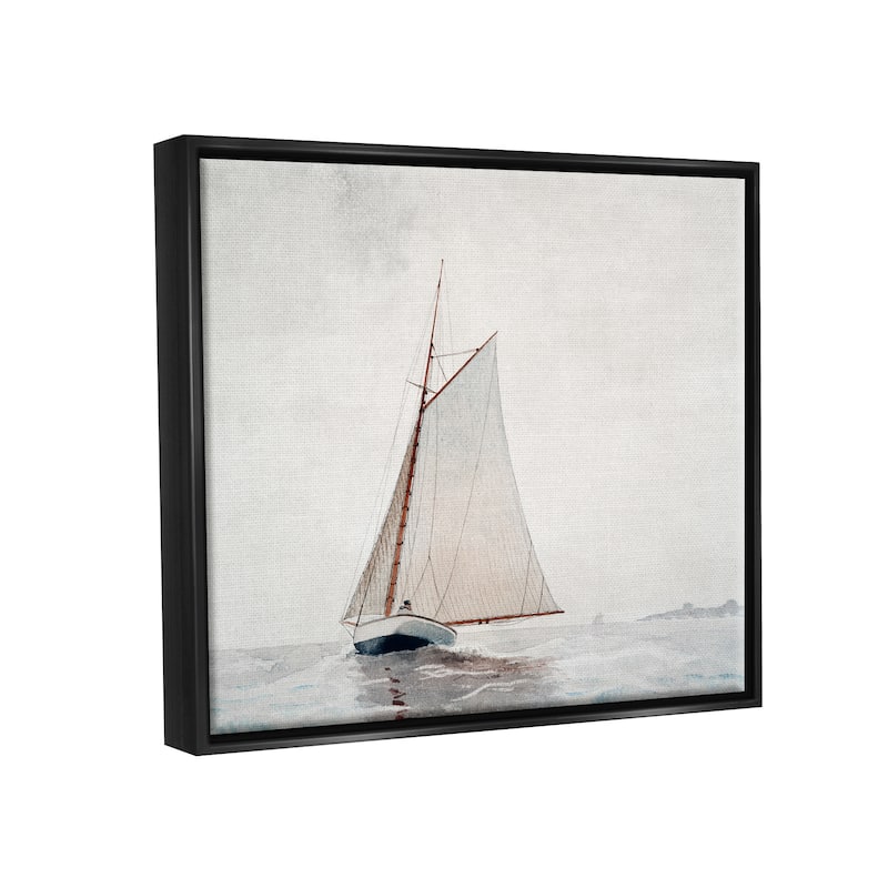 Stupell Sailboat Foggy Weather Clouds Ocean Waves Crashing Floater Frame, Design by Lettered and Lined